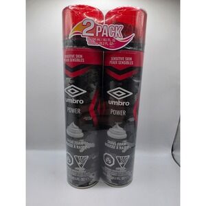 Umbro Power Shave Foam Sensitive Skin 2 Pack 10.1oz Cans Total 20.2oz New